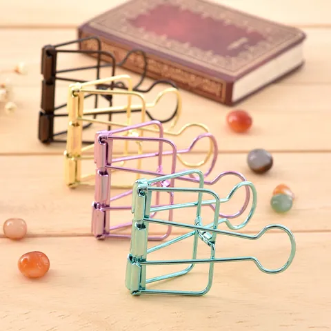 Creative Hollow Out Metal Binder Clips Colorful Small Size Paper Organizer For Office School Journal Scrapbooking Supplies