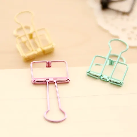 Hollow Metal Binder Clips Colorful Large Paper Clamps For Office School Supplies Journaling Stationery Organizing Electroplated Steel Wire Clips