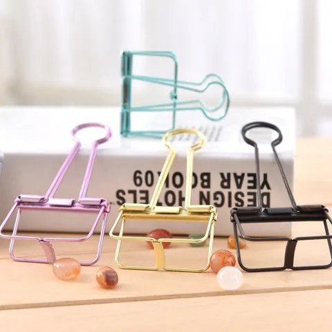 Hollow Metal Binder Clips Colorful Large Paper Clamps For Office School Supplies Journaling Stationery Organizing Electroplated Steel Wire Clips