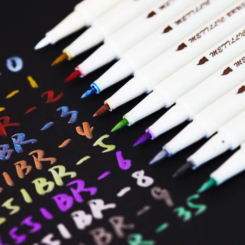 STA 6551BR Metallic Brush Pens Faser Weiche Spitze Farbige Marker Für Schwarzes Papier Grußkarten DIY Kunst Zeichnen