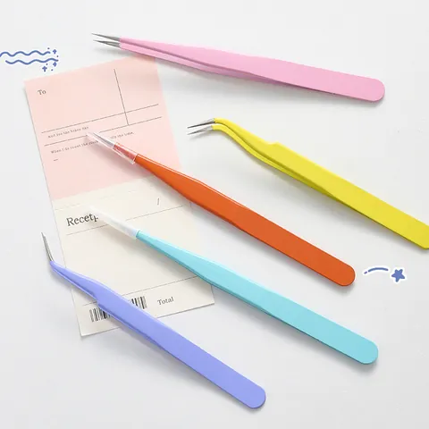 Colorful Macaron Stainless Steel Precise Tweezers For Scrapbooking Journaling Sticker DIY Tool Straight Curved Pointed Tip