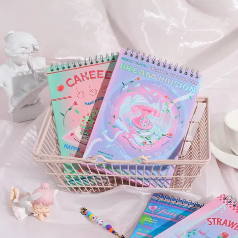 Cahier de Planification à Spirale Style Coréen Planning Quotidien Hebdomadaire Illustration Y2K Gestion du Temps Papier Spirale Métallique Pour École Bureau