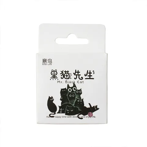 Cute Black Cat Stickers Set Decorative Decals For DIY Journal Scrapbook Album Water Bottle Envelopes Stationery