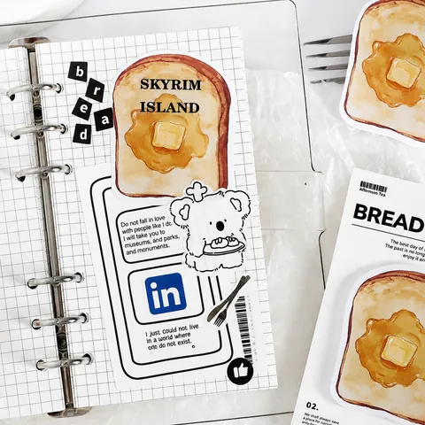 Blocs De Notas De Papel Estéticos Con Forma De Pan Y Café Notas Adhesivas Decorativas Troqueladas Desprendibles Para Diarios Escuela Oficina Papelería