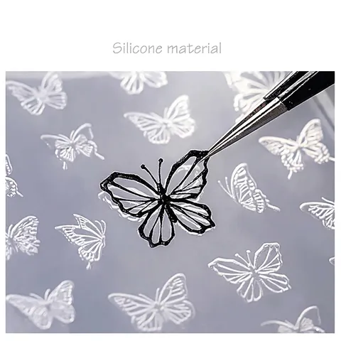 3D Butterfly Lace Nail Art Silicone Mold High Transparent Embossed DIY Manicure Decoration Tool Flexible Reusable Nail Template