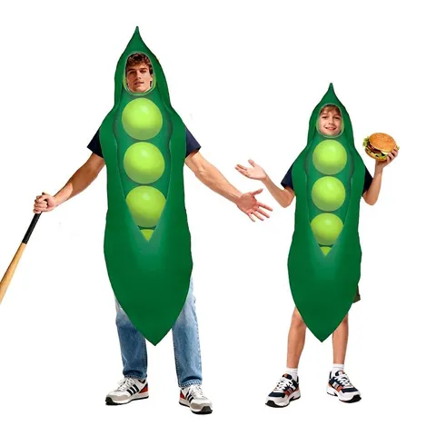 Divertente Costume Da Baccello Di Pisello Verde Per Adulti E Bambini In Spugna Per Halloween Feste Spettacoli Scenici Cosplay