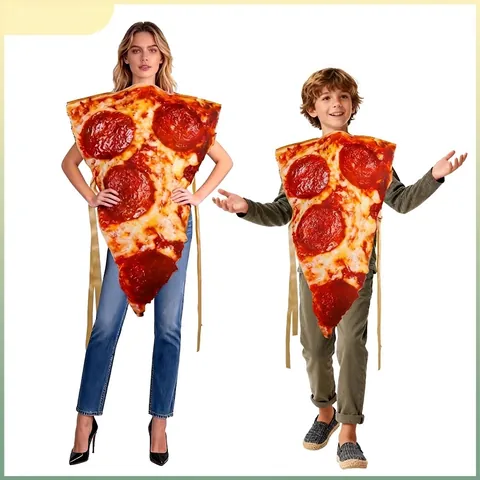 Realistic Pepperoni Pizza Slice Costume Adults Kids Funny Food Simulation Role Play Party Stage Performance Outfit Sponge