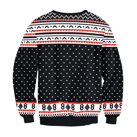 Women Funny Ugly Christmas Sweater Reindeer Print Round Neck Pullover Long Sleeve Casual Polyester Sweatshirt Top