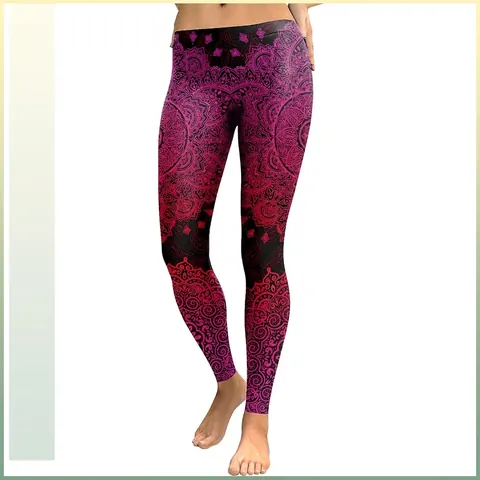 Leggings Donna Stampa Digitale Mandala a Vita Alta Sollevamento Glutei Controllo Pancia Pantaloni Yoga Fitness Palestra