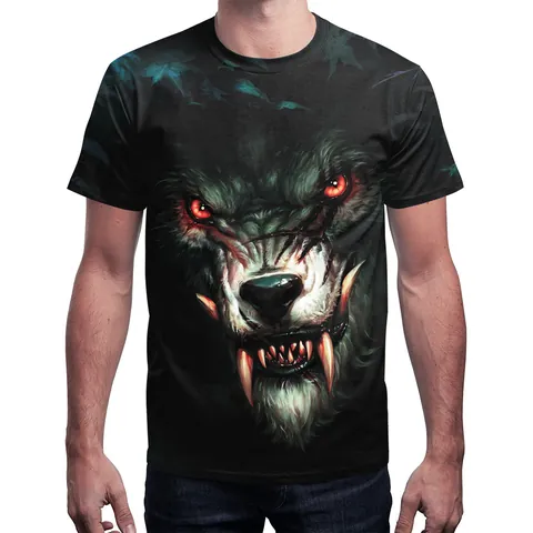 Men's 3D Wolf Lion Digital Print T-Shirt Round Neck Short Sleeve Streetwear Hip Hop Casual Breathable Polyester Spandex Top