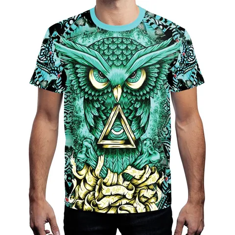 T-Shirt à Imprimé Graphique 3D pour Homme Motif Hibou Astronaute Animal Col Rond Manches Courtes Casual Streetwear Tee Top Tissu Respirant