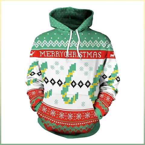 Women Merry Christmas Hoodie 3D Digital Print Polyester Spandex Blend Long Sleeve Pullover Sweatshirt Festive Party Outfits
