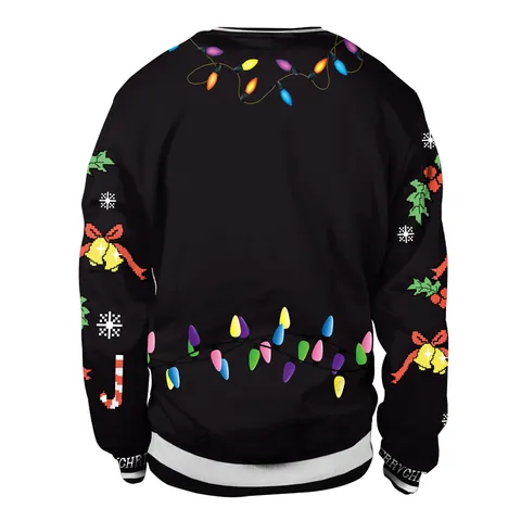 Felpa Casual da Donna a Maniche Lunghe Con Stampa Digitale di Renna di Natale Pullover a Girocollo per Festa Nero