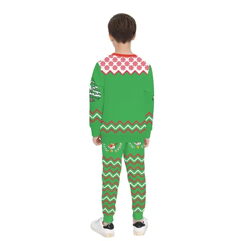 Kids Christmas Reindeer Sweatshirt Or Jogger Pants Polyester Spandex Casual Festive Long Sleeve Round Neck Top Bottom For Boys Girls