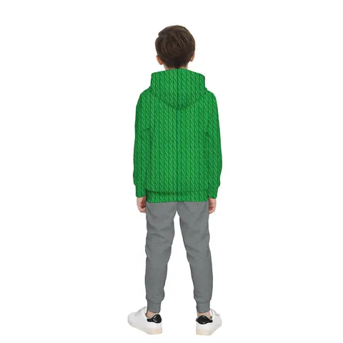 Kids Christmas Reindeer Pixel Print Long Sleeve Top and Pants Outfit Green Hoodie Sweatshirt Suit Holiday Party Casual Clothes