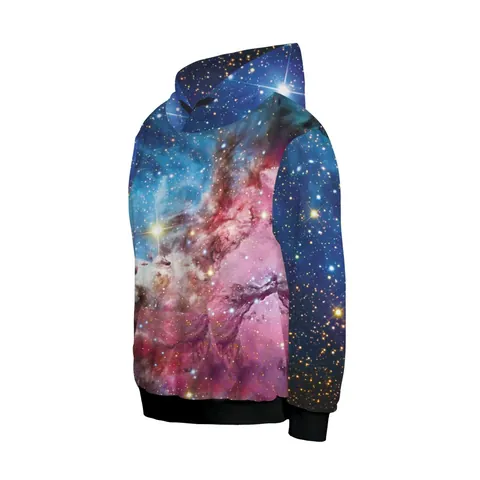 Damen Galaxie Nebel 3D Digitaldruck Hoodie Langarm Pullover Sweatshirt Mit Kängurutasche Lässig Lockere Streetwear Top