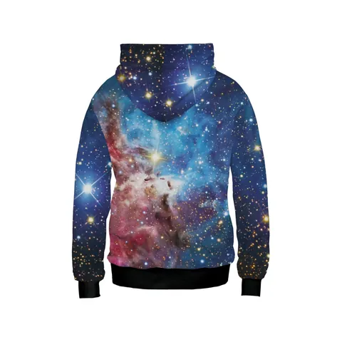 Damen Galaxie Nebel 3D Digitaldruck Hoodie Langarm Pullover Sweatshirt Mit Kängurutasche Lässig Lockere Streetwear Top
