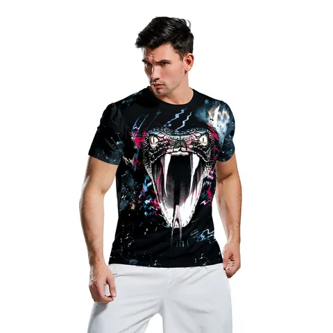 Camiseta de Halloween para Hombre Impresión Digital 3D Gráfico de Terror Esqueleto Serpiente Zombie Manga Corta Cuello Redondo Streetwear