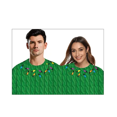 Couple Connected Ugly Christmas Hoodie Reindeer Printed Green Funny Novelty Oversized Sweatshirt Holiday Party Wear