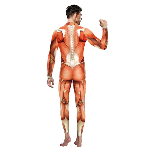 Mono Con Estampado de Anatomía de los Músculos Humanos en 3D para Mujer Body Ajustado de Manga Larga para Halloween Cosplay Fiesta