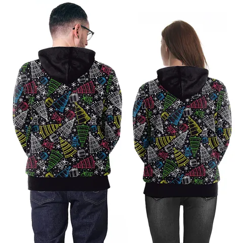 3D Digitale Print Kerstman Kerst Hoodie Voor Heren Vrouwen Casual Losse Pullover Sweatshirt Feestelijke Feestkleding Voor Koppels