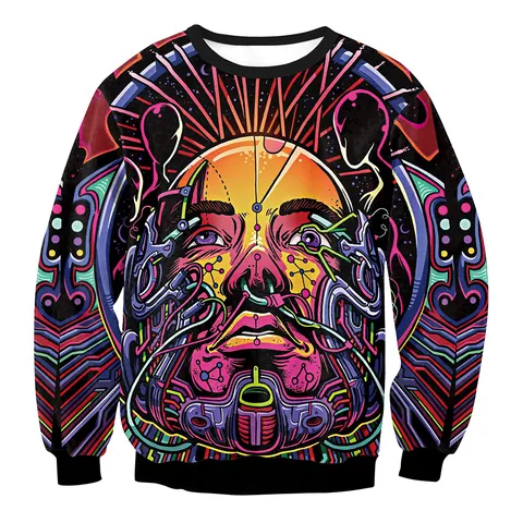 Damen Casual Rundhals Sweatshirt 3D Digitaldruck Totenkopf Blumenmuster Langarm Locker Passend Gothic Streetwear Pullover Top