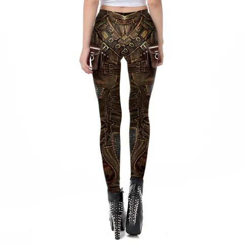 Damen Steampunk Punk 3D Digitaldruck Leggings Hohe Taille Elastische Schlankmachende Hose Polyester Elasthan Gothic Mechanische Rüstung Trousers Casual Yoga Leggings