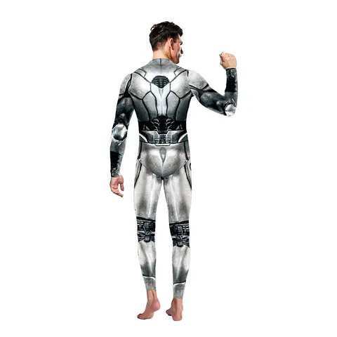 Herren Sci-Fi Mecha Cosplay Body Digital Gedruckt Langarm Jumpsuit Stretch Performance Party Kostüm