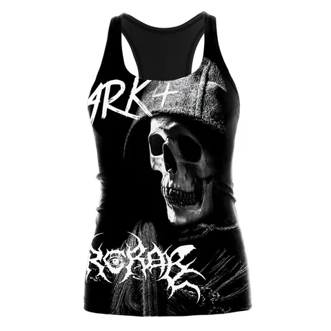 Damen 3D Digitaldruck Racerback Tank Top Slim Fit Sport Yoga Weste Halloween Gothic Ärmelloses Strand Top Performance Weste
