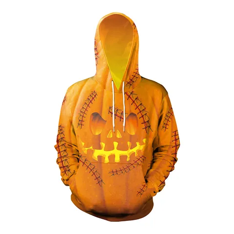 Halloween Pumpkin Face 3D Print Hoodie Jack-O-Lantern Pattern Oversized Sweatshirt Streetwear Pullover Tops For Unisex