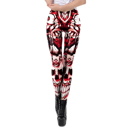 Women's Halloween 3D Digital Print Leggings High Waist Elastic Gothic Horror Tights For Party Parade Cosplay Slim Fit Pants