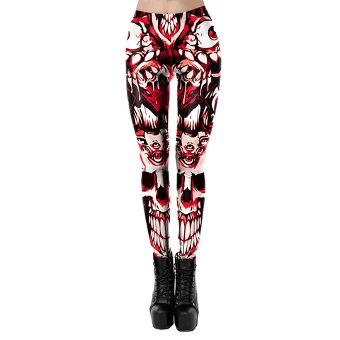 Women's Halloween 3D Digital Print Leggings High Waist Elastic Gothic Horror Tights For Party Parade Cosplay Slim Fit Pants