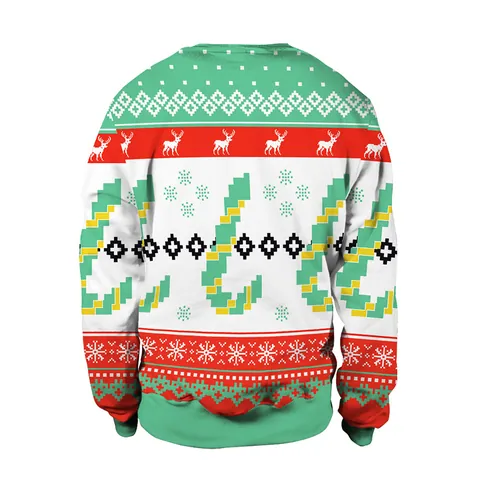 Unisex Kerst Sweatshirt met Ronde Hals Rendier Sneeuwvlok Digitale Print Lange Mouw Losse Pullover Feest Tops