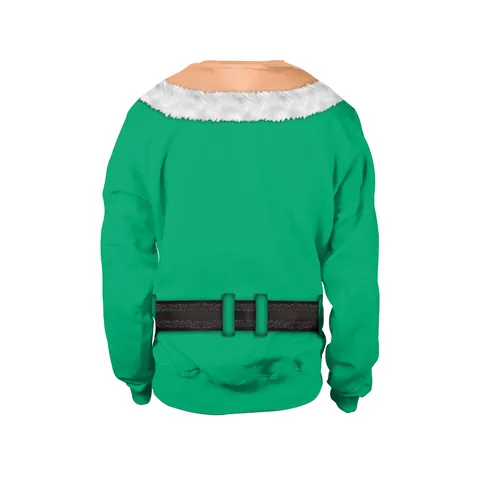 Damen Lustiges Weihnachten 3D Druck Sweatshirt Rundhals Langarm Pullover Feiertag Grün Ugly Christmas Sweater Top