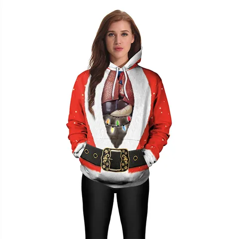 Women Men Christmas 3D Digital Print Hoodie Santa Claus Outfit Human Internal Organs Graphic Long Sleeve Pullover Top