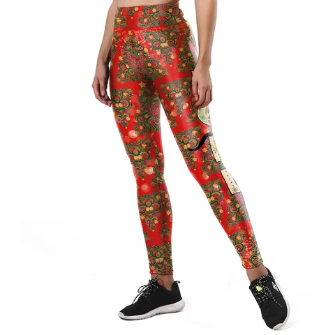 Women Christmas Leggings High Waist Festive Print Yoga Pants Slim Fit Butt Lifting Elastic Holiday Trousers Workout Sportswear
