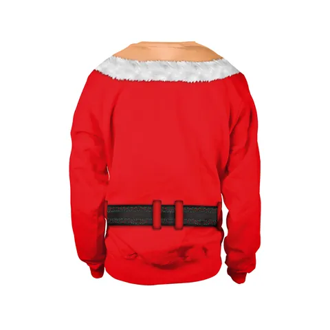 Sweatshirt Drôle Ugly Christmas Renne pour Femme Col Rond Manches Longues Impression Numérique 3D Pull-over Hauts Casual Fête