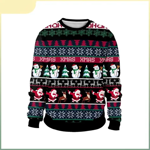 Dames Casual Kerst Digitale Printing Sweatshirt Polyester Elastaan Ugly Sweater Stijl Lange Mouw Ronde Hals Voor Vakantie