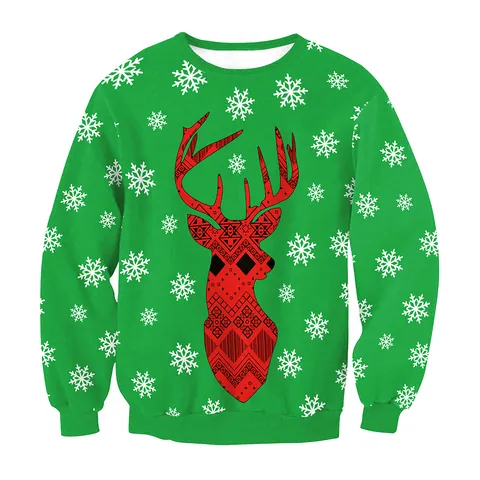 Dames Kerst Sweatshirt Ronde Hals Lange Mouw Pullover Vakantie Rendier Sneeuwpop Kerstman Print Losse Top Feestelijke Ugly Sweater Stijl Polyester Elastaan