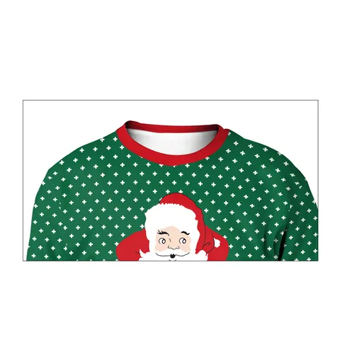 Women's Funny Santa Claus Print Christmas Sweatshirt Long Sleeve Pullover Crew Neck Festive Ugly Sweater Holiday Tops
