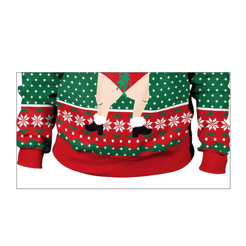 Women's Funny Santa Claus Print Christmas Sweatshirt Long Sleeve Pullover Crew Neck Festive Ugly Sweater Holiday Tops
