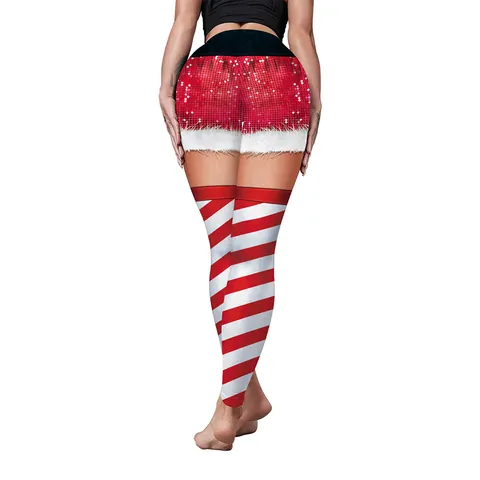 Women Christmas Digital Print Leggings High Waist Yoga Pants Elastic Polyester Spandex Gym Tights Holiday Party Trousers