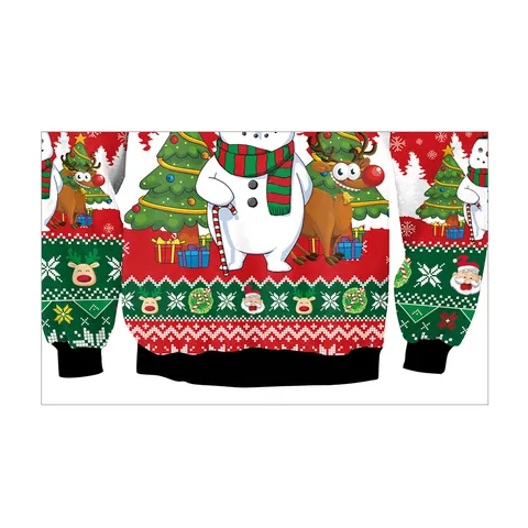 Women's Christmas Snowman Reindeer Printed Sweatshirt Crew Neck Long Sleeve Loose Festive Pullover Top Festive Winter Apparel