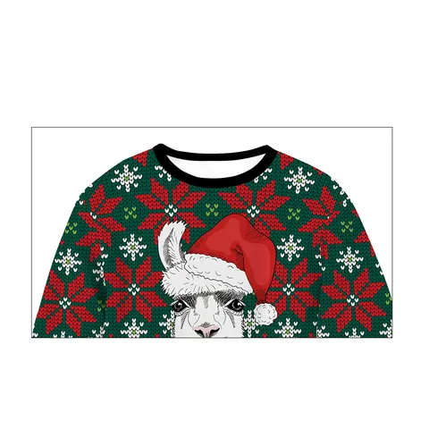 Damen Casual Weihnachten Alpaka Print Rundhals Langarm Sweatshirt Festlich Schneeflocke Muster Polyester Spandex Mischung Top