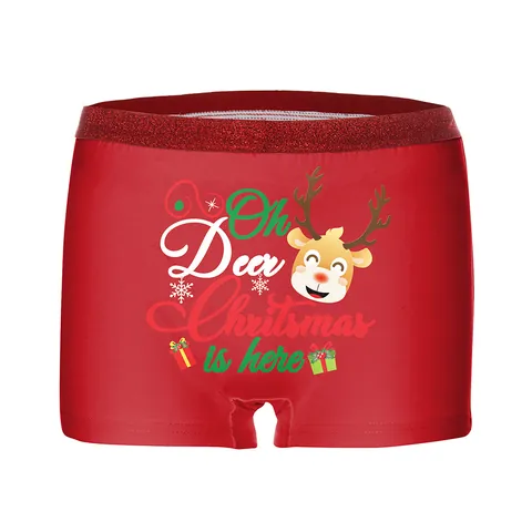 Women Christmas Boxer Briefs 3D Digital Printed Holiday Panties Glitter Waistband Dog Reindeer Patterns Festival Underwear