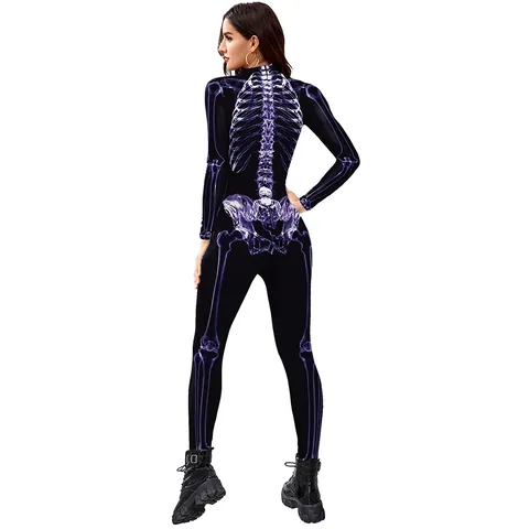 Γυναικείο Halloween Μακρυμάνικο Σκελετός Τυπωμένο Jumpsuit Slim Fit Bodysuit Κοστούμι Cosplay Πάρτι