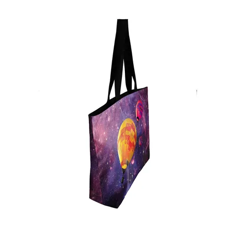 Women 3D Digital Print Tote Bag Polyester High Capacity Starry Sky Hot Air Balloon Shoulder Handbag For Daily Shopping Casual Artistic