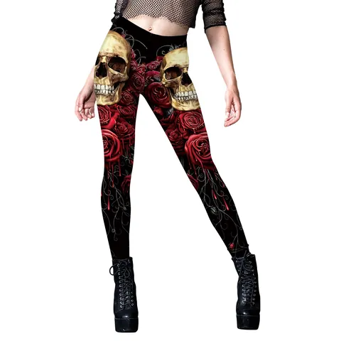 Halloween Leggings Gothic da Donna Stampa Ragnatela Teschio Rosa Slim Vita Alta Pantaloni Yoga Festivi Fantasma Zucca Carnevale Pantaloni Festa