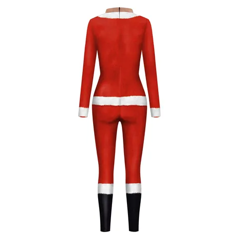 Unisex Christmas 3D Muscle Print Bodysuit Santa Claus Jumpsuit Cosplay Costume Party Tight Unitard Performance Suit