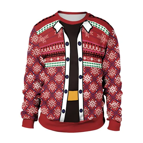Kerst Bedrukt Sweatshirt met Lange Mouwen voor Dames Heren Koppel Pullover Feest Casual Top Polyester Elastaan